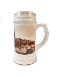 Kufel biały ze złotym ornamentem nadruk Elbląg