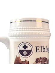 Kufel biały ze złotym ornamentem nadruk Elbląg