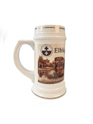 Kufel biały ze złotym ornamentem nadruk Elbląg