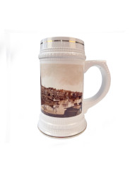 Kufel biały ze złotym ornamentem nadruk Elbląg