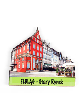 Magnes drewniany Elbląg ,,Stary Rynek" 8,5 cm x 6,5 cm