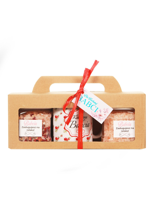 Zestaw upominkowy kubek Kochana Babcia + sól himalajska