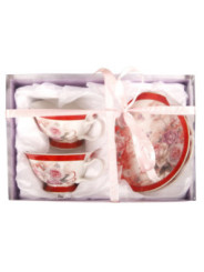 Zestaw Prezentowy Kawowy – 2 Filiżanki ze Spodkami | Motyw Róż