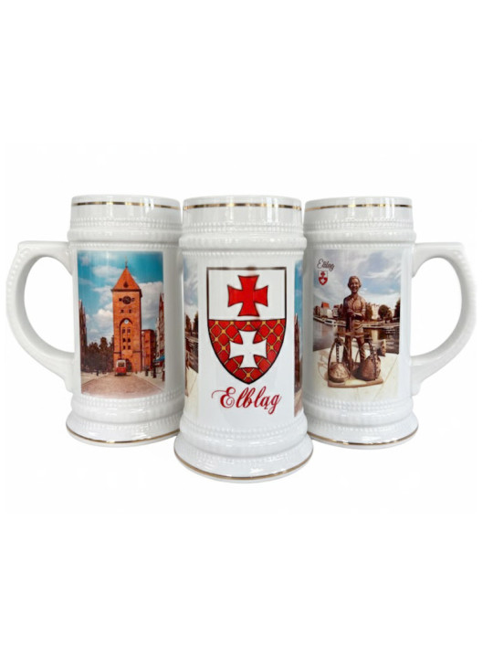 Kufel Biały Pamiątka z Elbląga